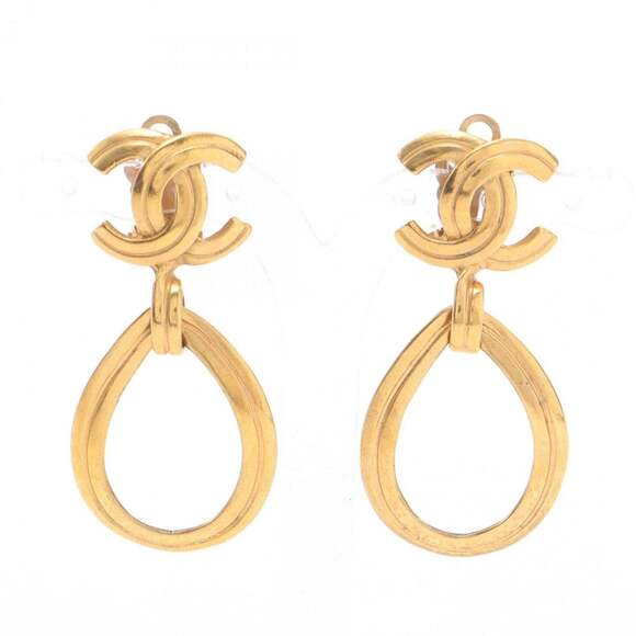 CHANEL Gold Logo Earrings - Picture 2 of 8